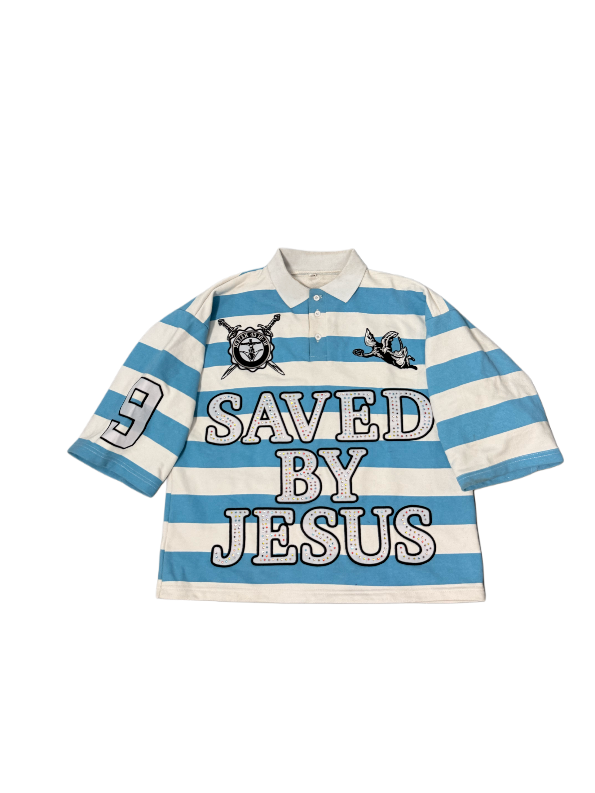 “Saved By Jesus Polo” Blue