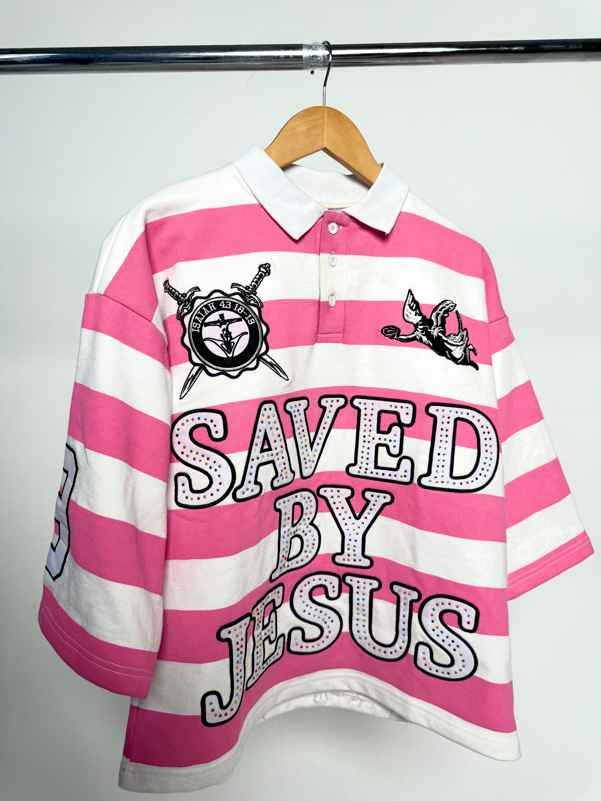 “Saved By Jesus Polo” Pink